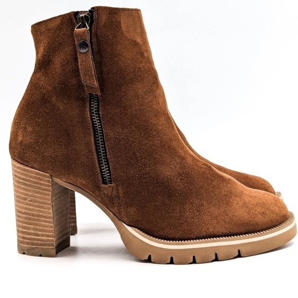PAUL GREEN WOMEN SLOANE WESTERN BROWN SUEDE HEELED ZIP BOOTS size UK 7.5 US 10 - Picture 2 of 7